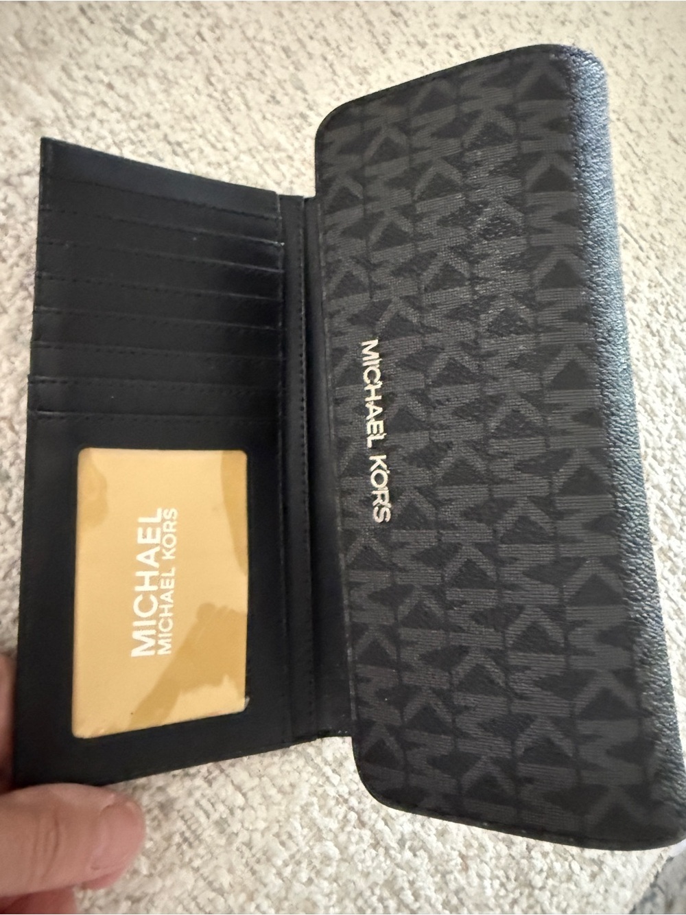 Michael Kors Black Logo Continental Clutch Wallet